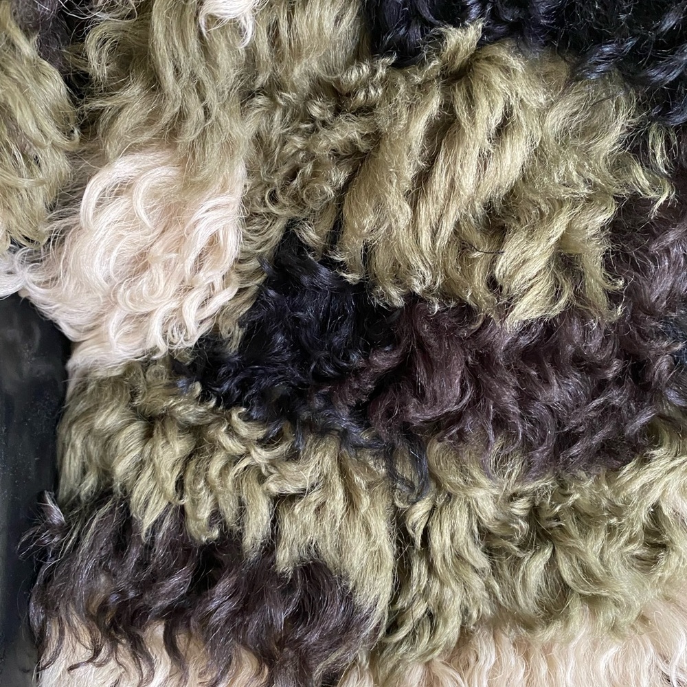 Miu Miu Fall Winter 2019 runway sheepskin shearling fur cape in camo green sz 38 - Picture 9 of 16